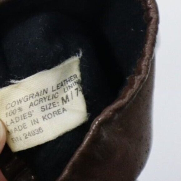 CARDINAL GLOVE COMPANY - VINTAGE WOMEN'S BROWN COWGRAIN LEATHER GLOVES - SIZE M - Picture 10 of 10